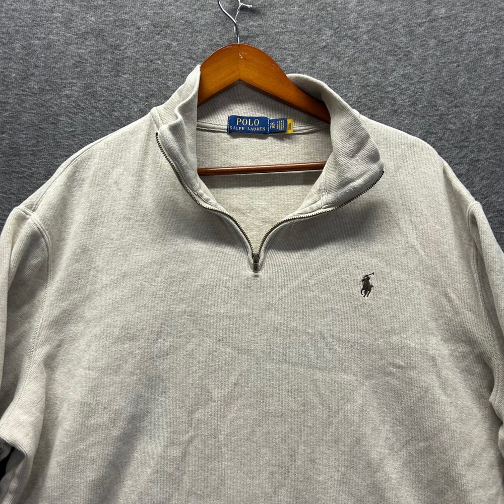 Polo Ralph Lauren Mens XXL Oatmeal Heather‎ Beige 100% Cotton Crew Neck Sweater